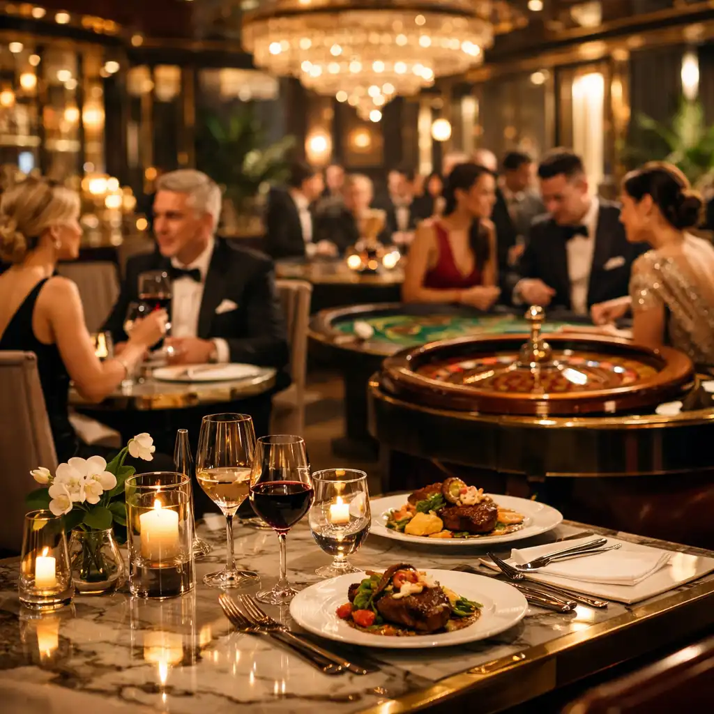 Ekskluzywne wnętrze restauracji z gośćmi